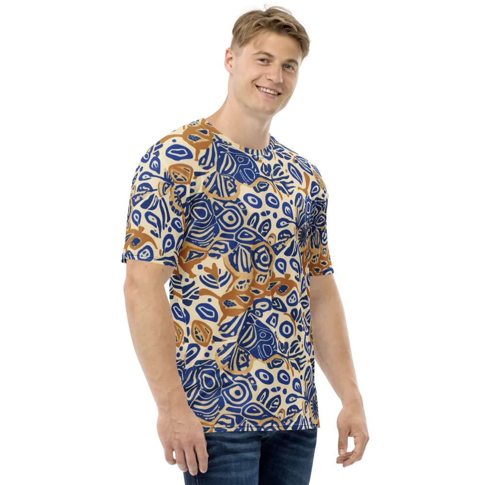 Blue Garden Static on Men's Crew Neck T-Shirt — Right