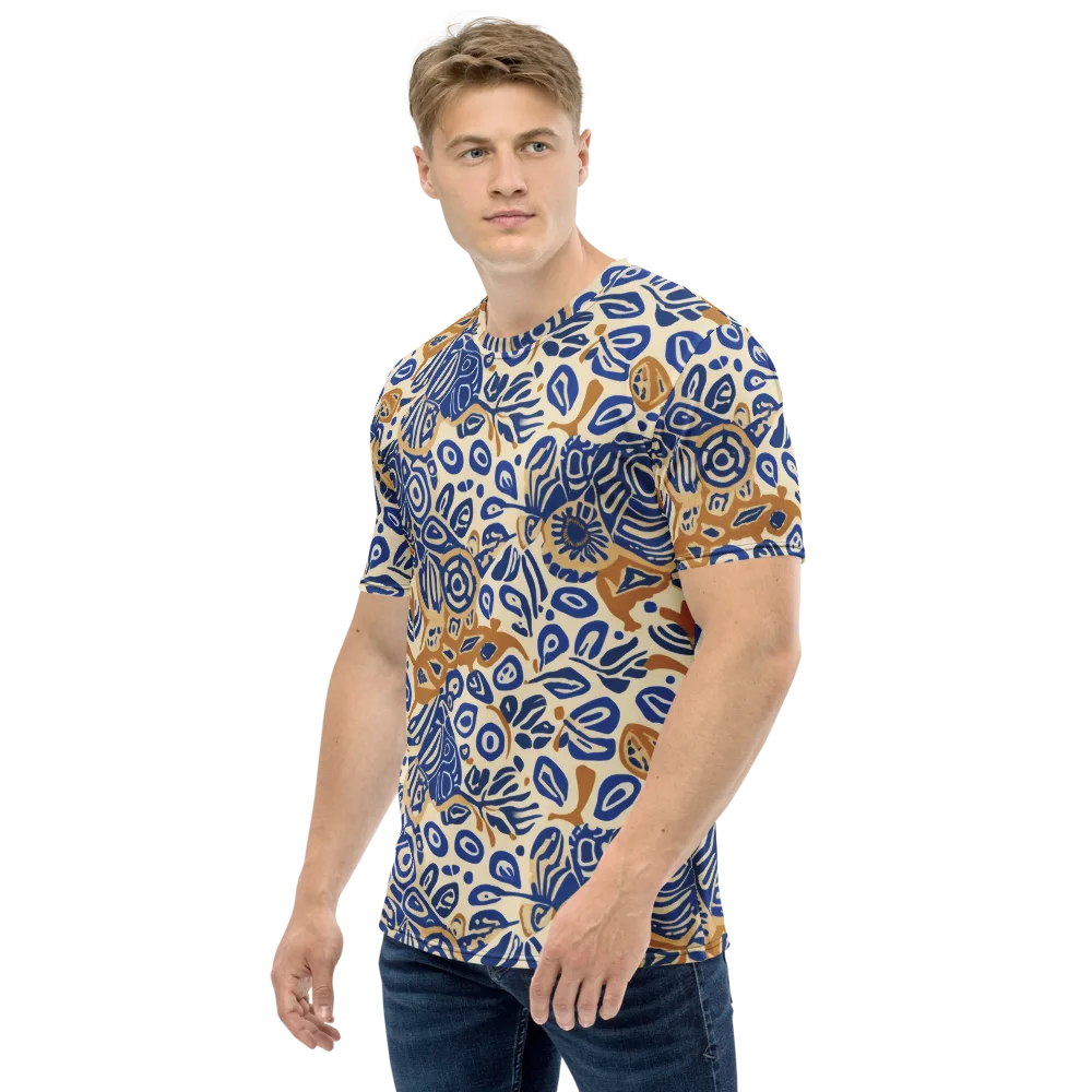 Blue Garden Static on Men's Crew Neck T-Shirt — Left