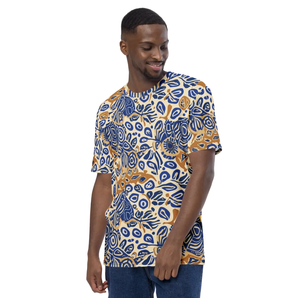Blue Garden Static on Men's Crew Neck T-Shirt — Left