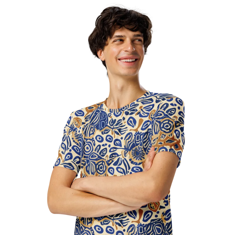 Blue Garden Static on Men's Crew Neck T-Shirt — Left Front