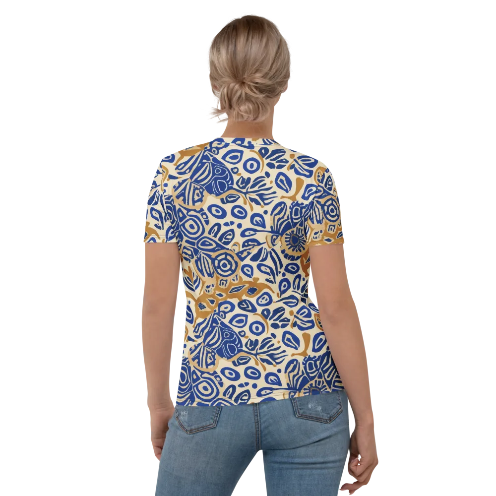 Blue Garden Static on Women's Crew Neck T-Shirt — Back