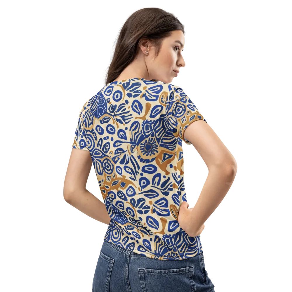 Blue Garden Static on Women's Crew Neck T-Shirt — Back