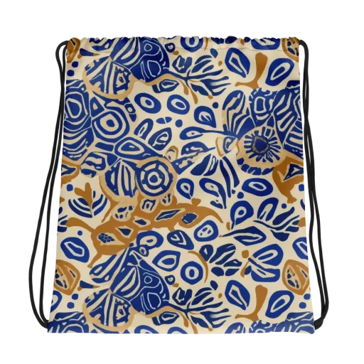 Blue Garden Static on a Drawstring Bag