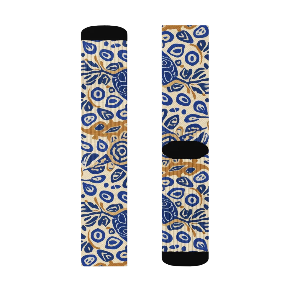 Blue Garden Static on Socks — Right Sock