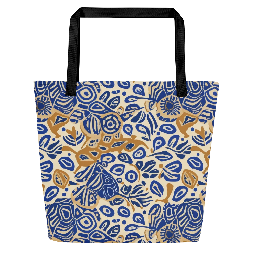 Blue Garden Static on Large Tote Bag W/ Pocket — Front