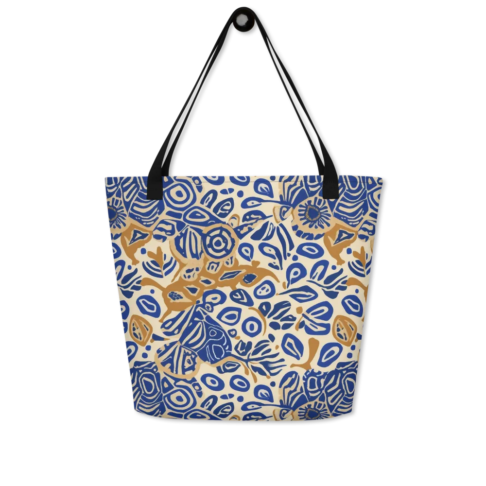 Blue Garden Static on Large Tote Bag W/ Pocket — Front