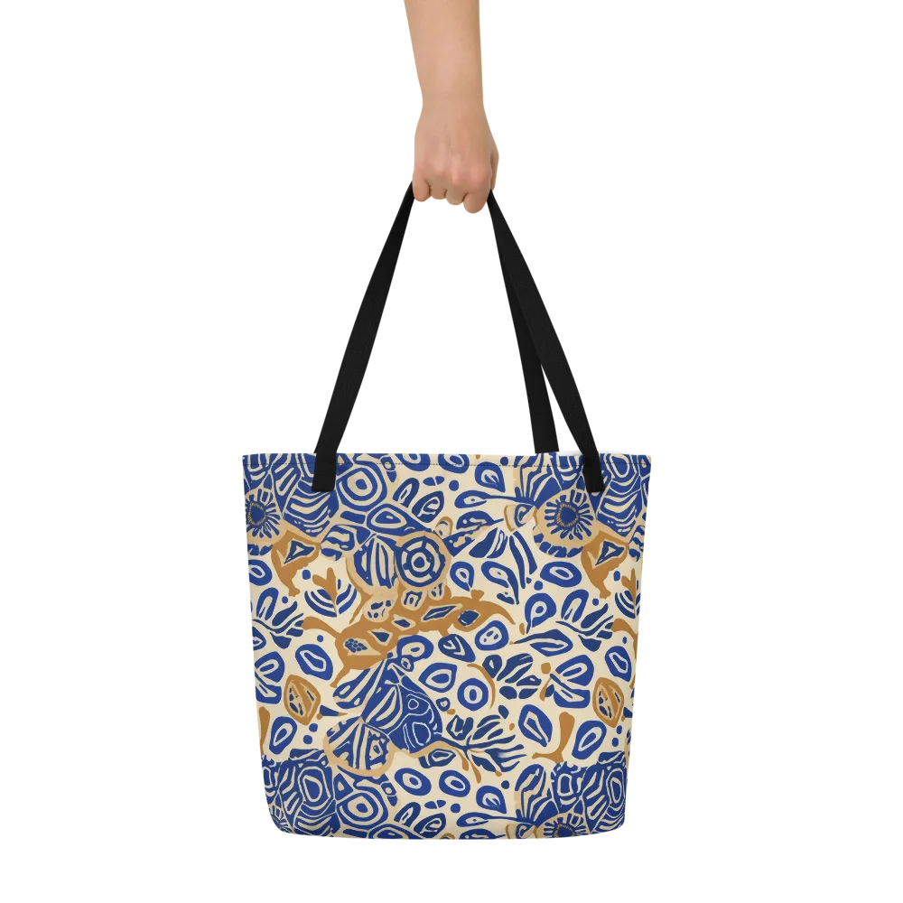 Blue Garden Static on Large Tote Bag W/ Pocket — Front