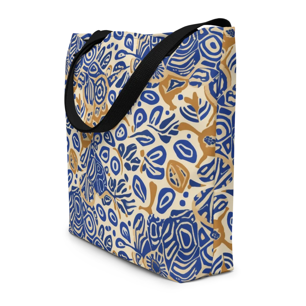 Blue Garden Static on Large Tote Bag W/ Pocket — Front