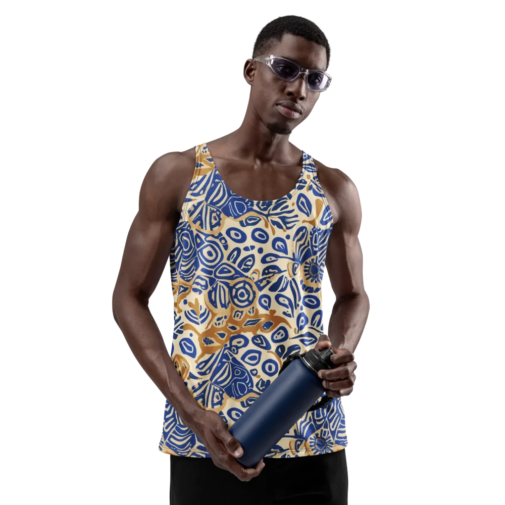 Blue Garden Static on Men's Tank Top — Front