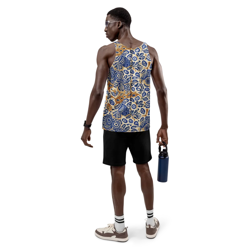 Blue Garden Static on Men's Tank Top — Back