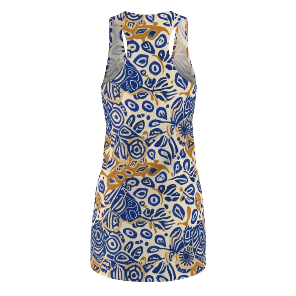 Blue Garden Static on Racerback Dress — Back