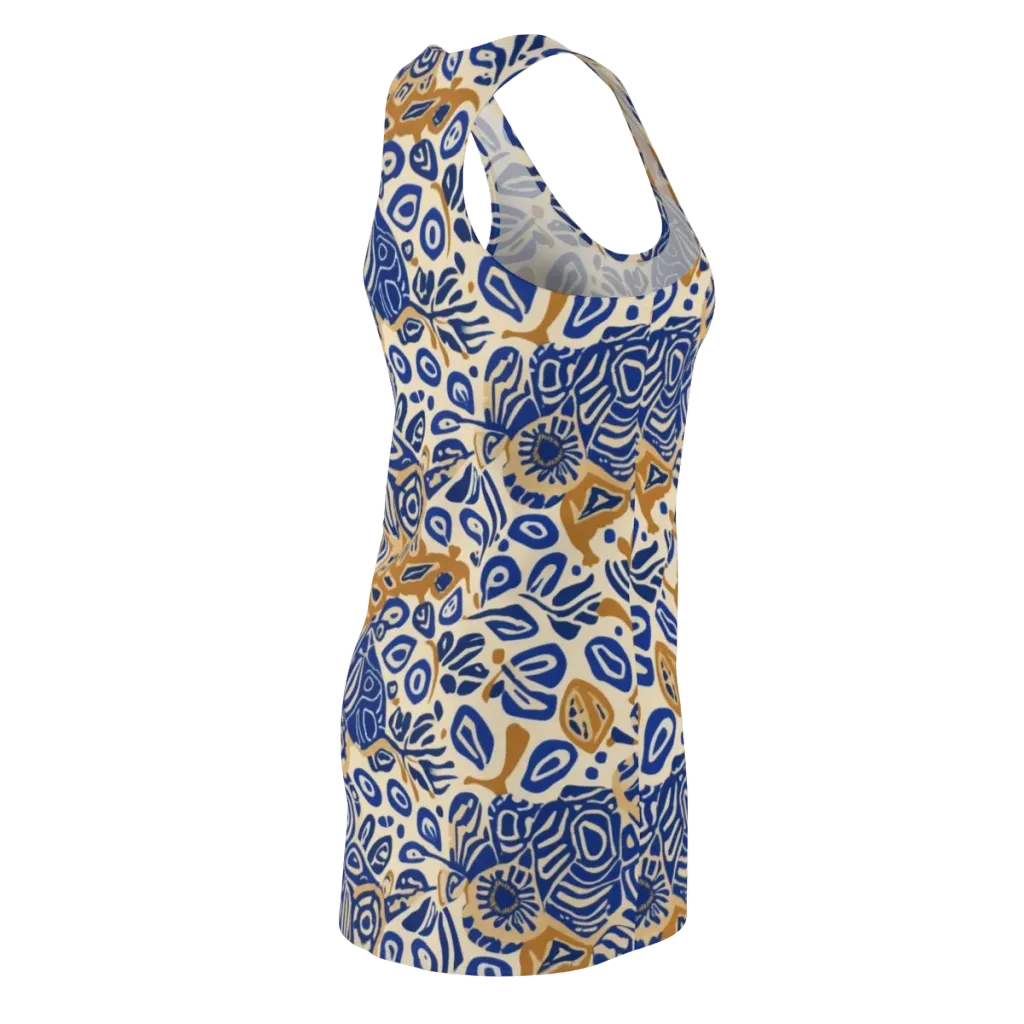 Blue Garden Static on Racerback Dress — Back Side