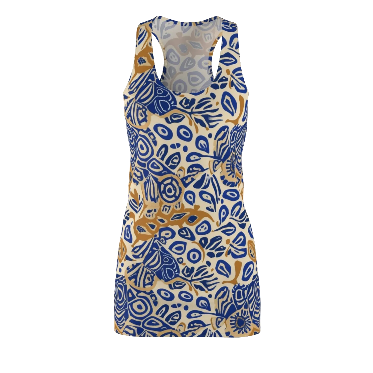 Blue Garden Static on Racerback Dress — Front