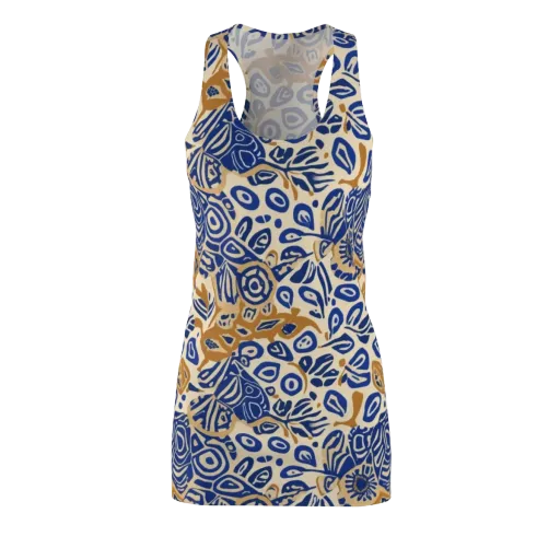 Blue Garden Static on a Racerback Dress