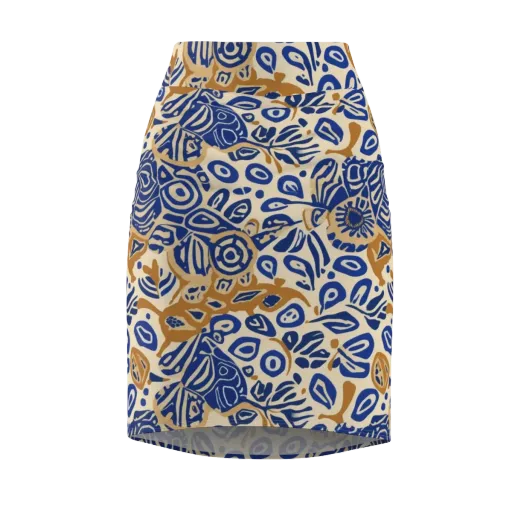 Blue Garden Static on a Pencil Skirt