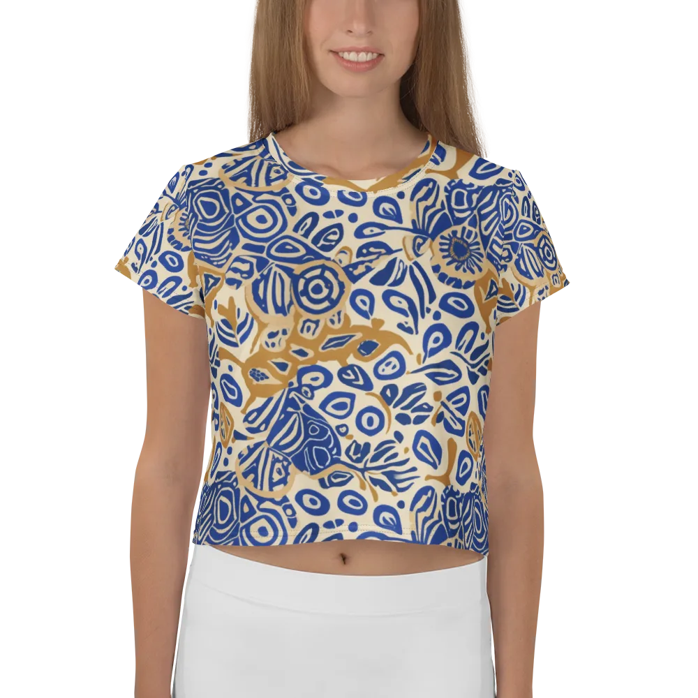 Blue Garden Static on Crop Tee — Front