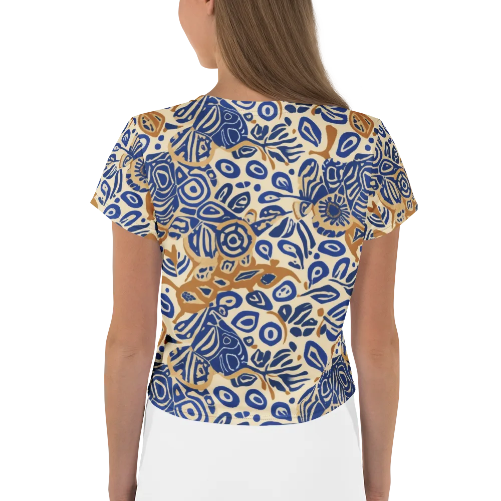 Blue Garden Static on Crop Tee — Back