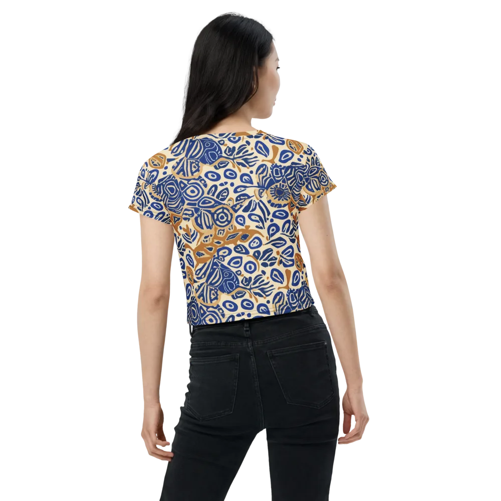Blue Garden Static on Crop Tee — Back