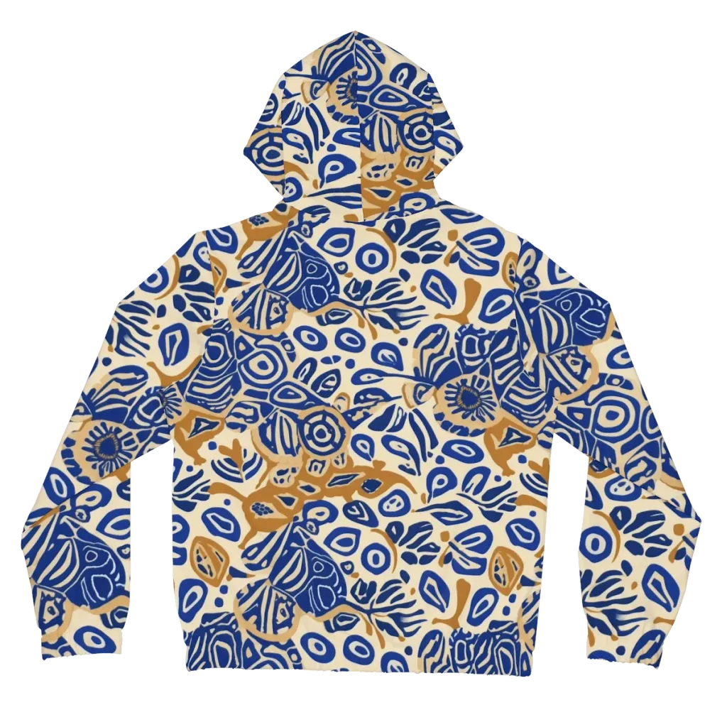 Blue Garden Static on Women's Full-Zip Hoodie — Back