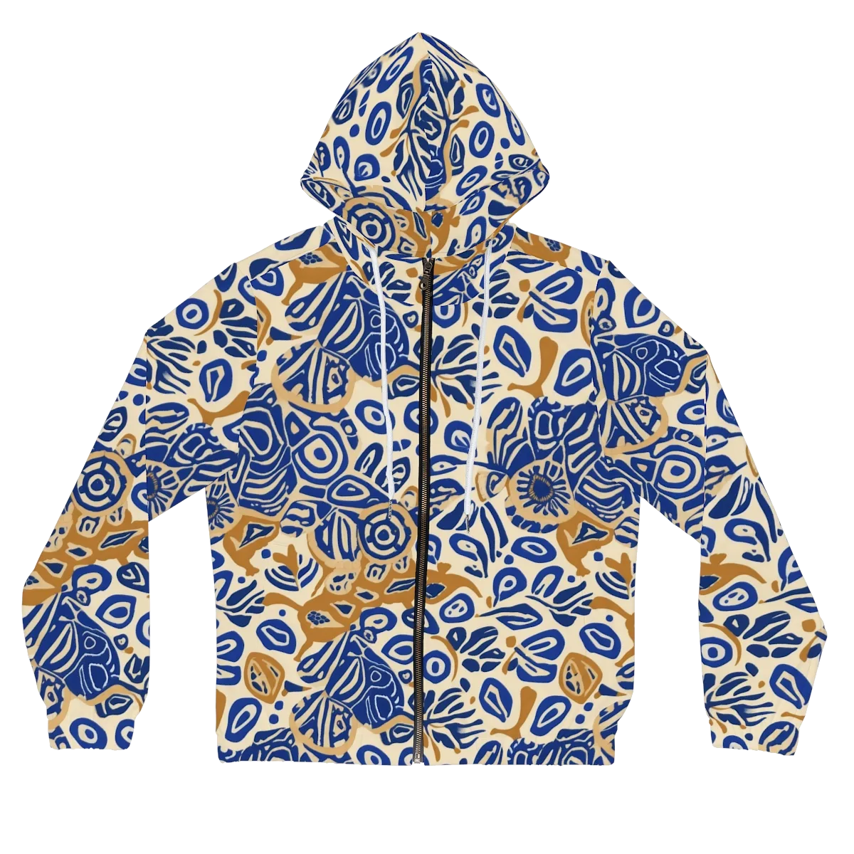 Blue Garden Static on Women's Full-Zip Hoodie — Front