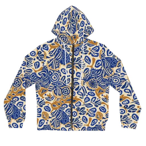 Blue Garden Static on a Women's Full-Zip Hoodie