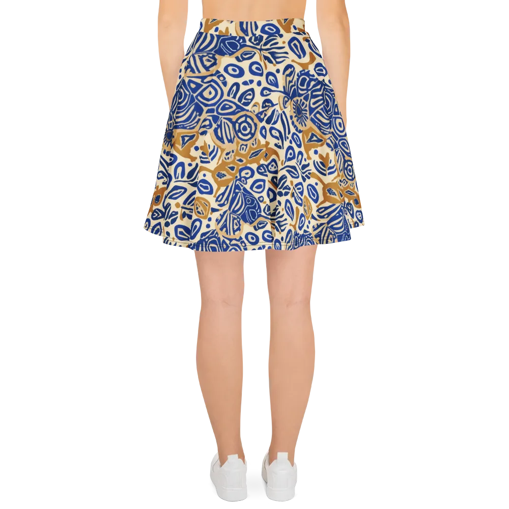 Blue Garden Static on Skater Skirt — Back