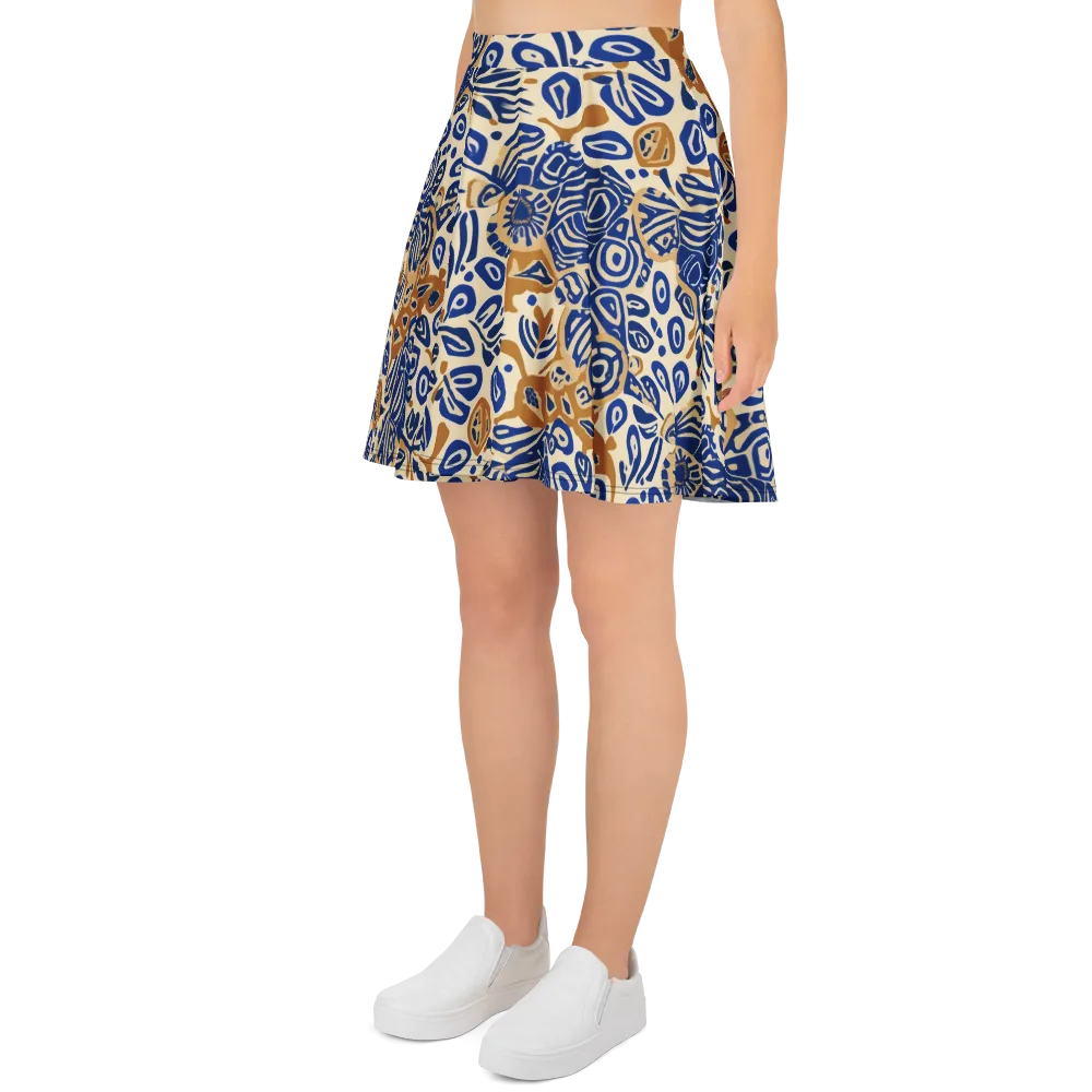 Blue Garden Static on Skater Skirt — Left