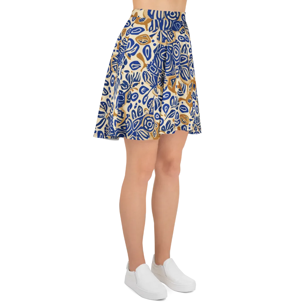 Blue Garden Static on Skater Skirt — Right