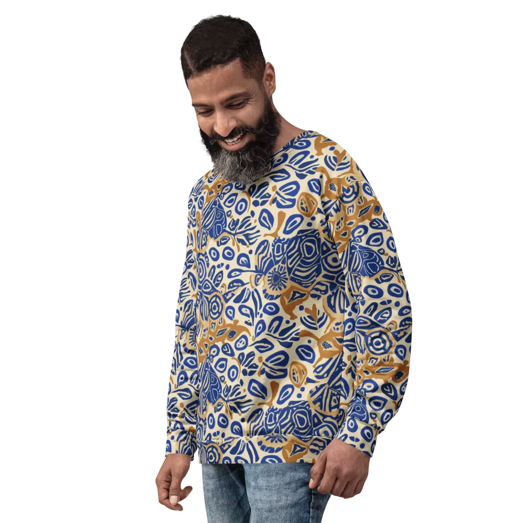 Blue Garden Static on Sweatshirt — Left Front