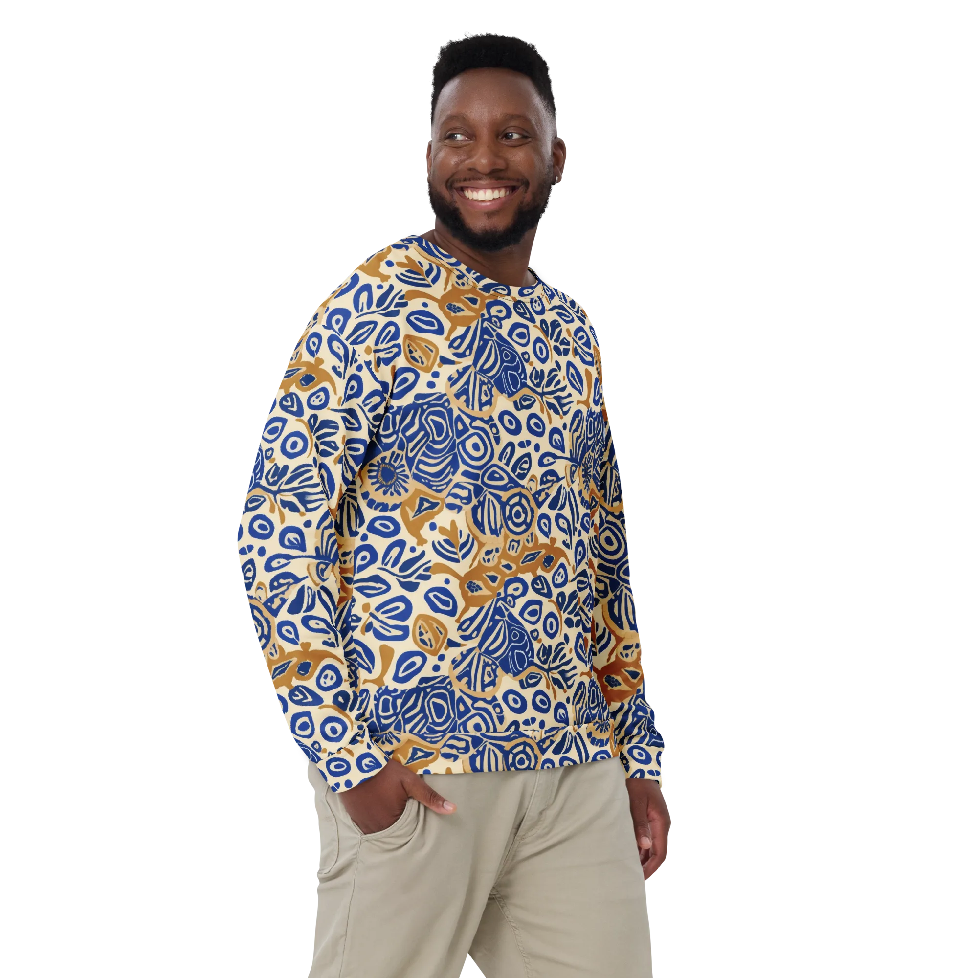 Blue Garden Static on Sweatshirt — Front