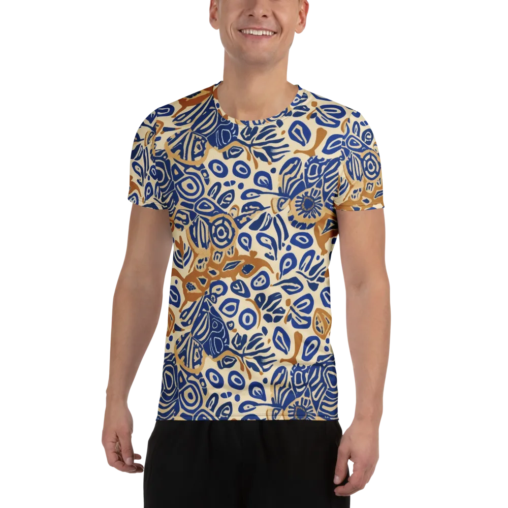 Blue Garden Static on Men's Athletic T-Shirt — Front