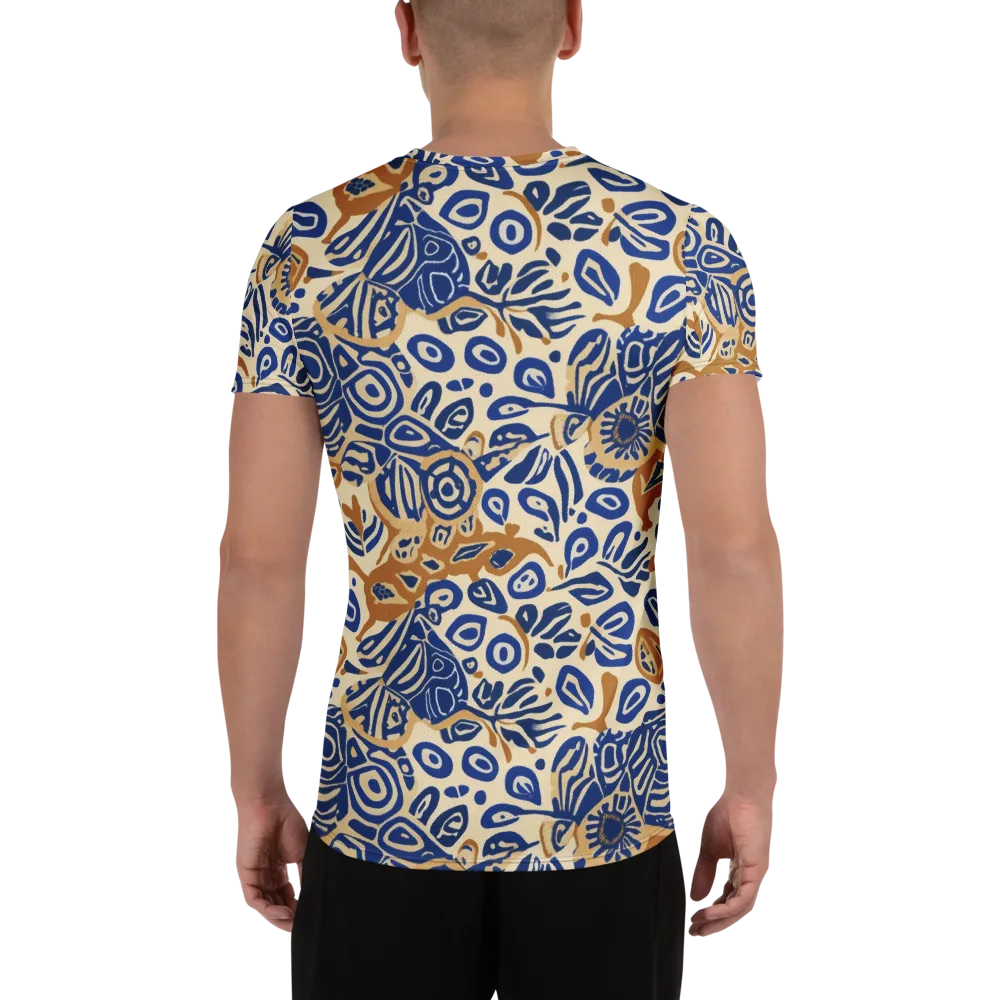 Blue Garden Static on Men's Athletic T-Shirt — Back