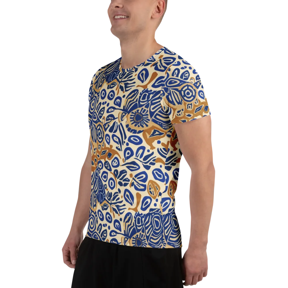 Blue Garden Static on Men's Athletic T-Shirt — Left
