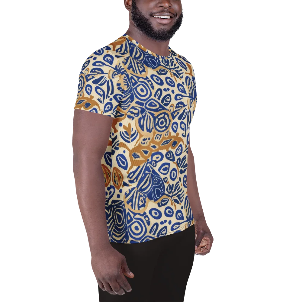 Blue Garden Static on Men's Athletic T-Shirt — Right