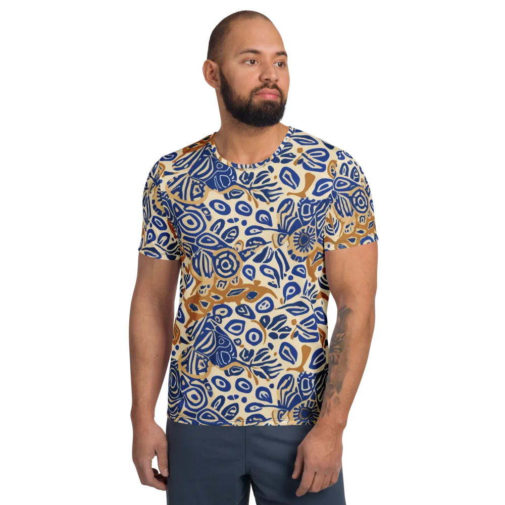 Blue Garden Static on Men's Athletic T-Shirt — Front