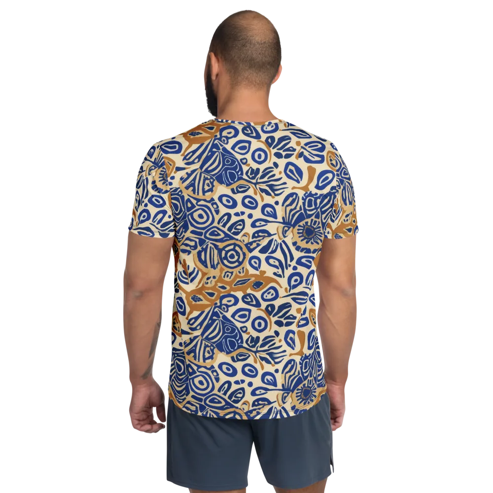 Blue Garden Static on Men's Athletic T-Shirt — Back