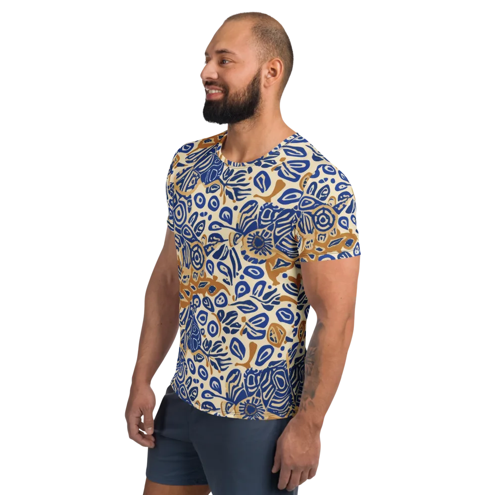 Blue Garden Static on Men's Athletic T-Shirt — Left