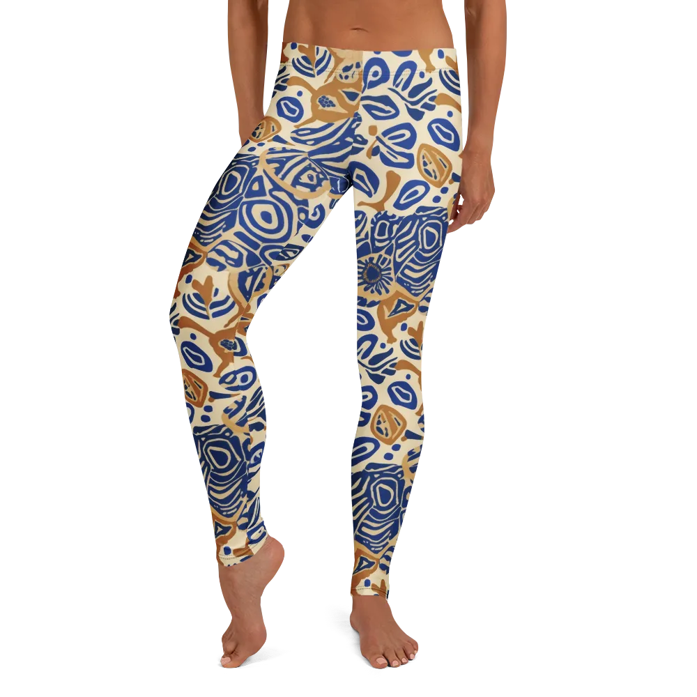 Blue Garden Static on Leggings — Front