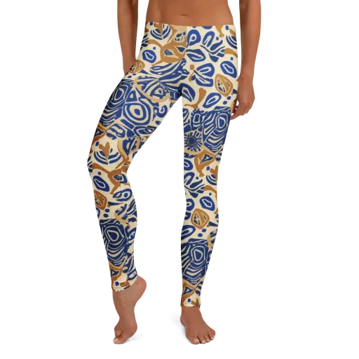 Blue Garden Static on a Leggings