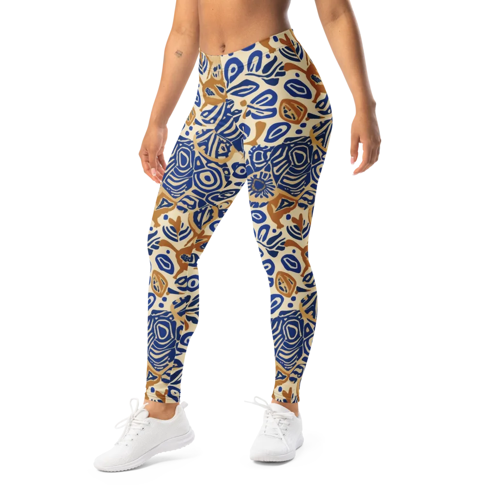 Blue Garden Static on Leggings — Left Front