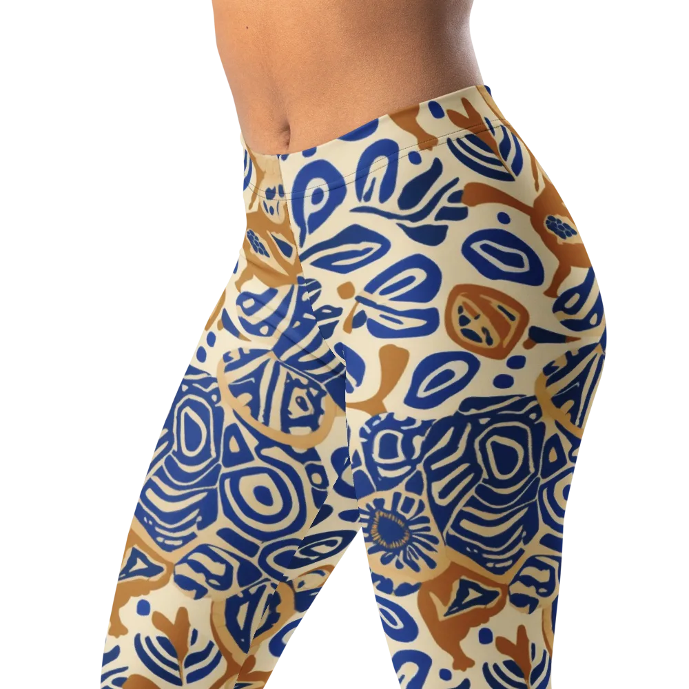 Blue Garden Static on Leggings — Left Front