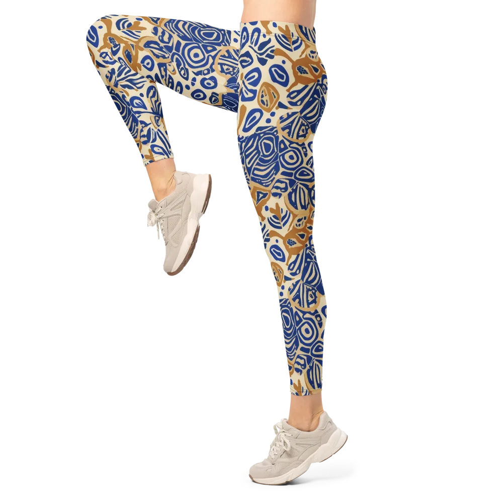 Blue Garden Static on Leggings — Left