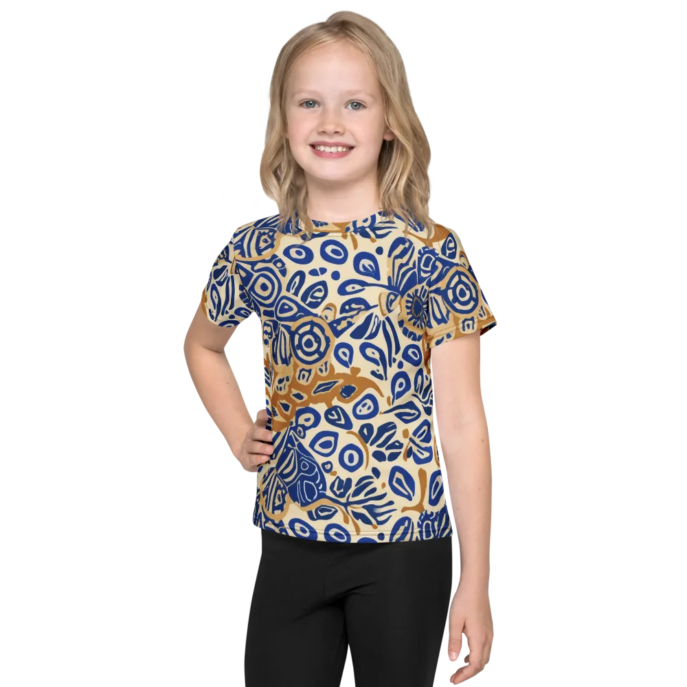 Blue Garden Static on Kids Crew Neck T-Shirt — Front