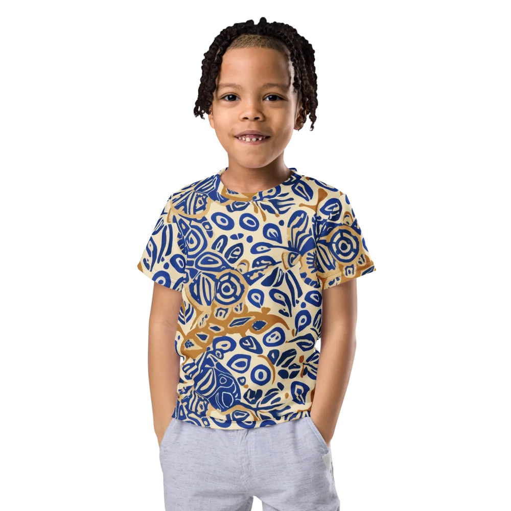 Blue Garden Static on Kids Crew Neck T-Shirt — Front