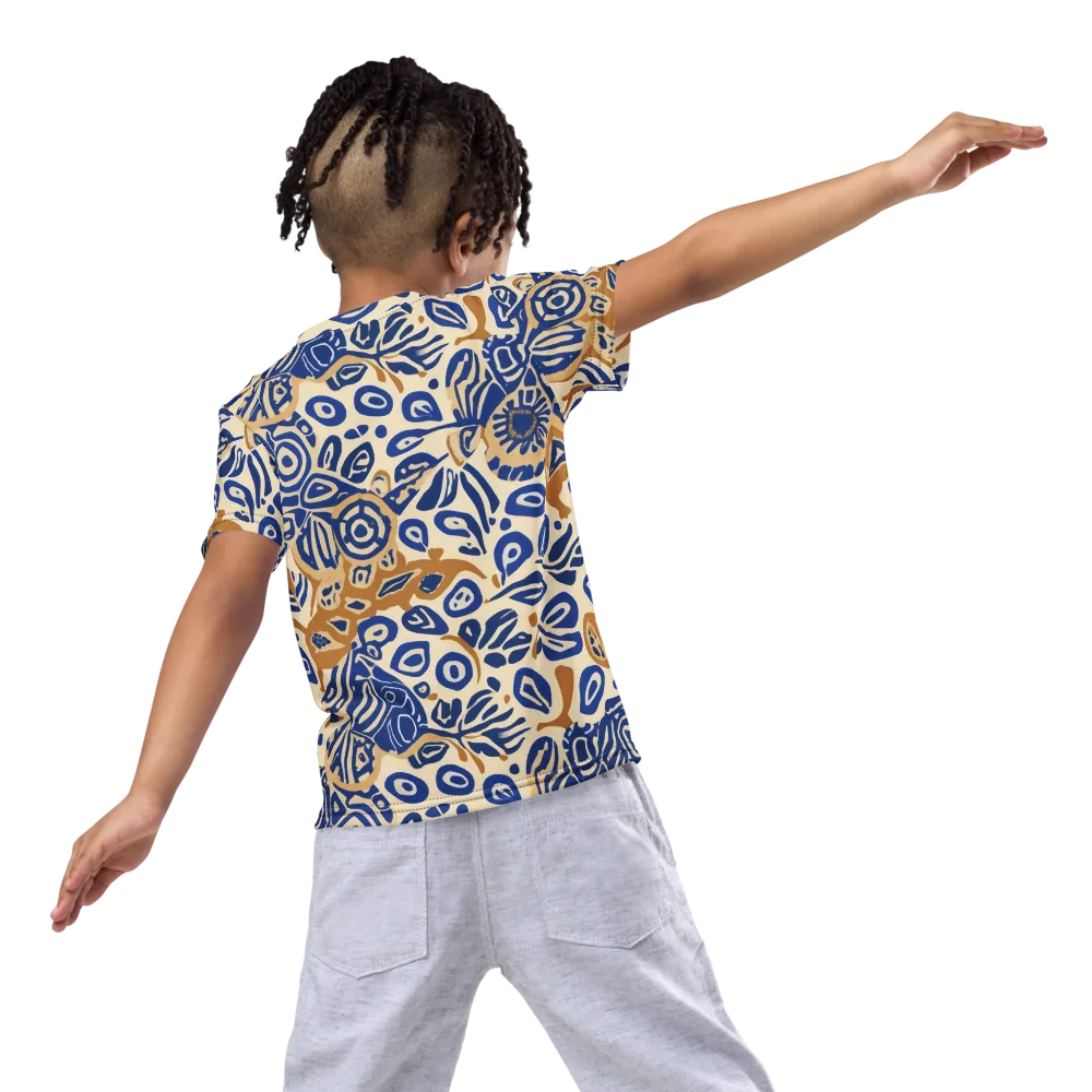 Blue Garden Static on Kids Crew Neck T-Shirt — Back