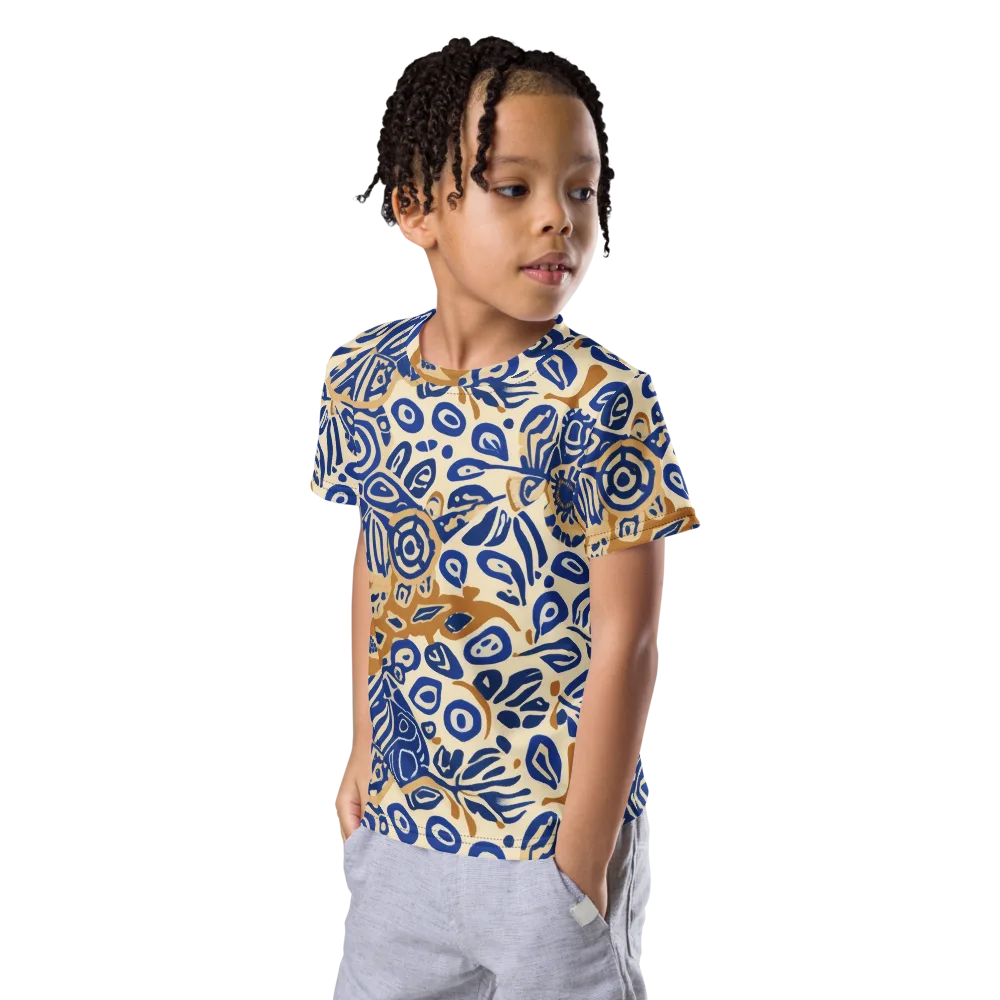 Blue Garden Static on Kids Crew Neck T-Shirt — Left Front