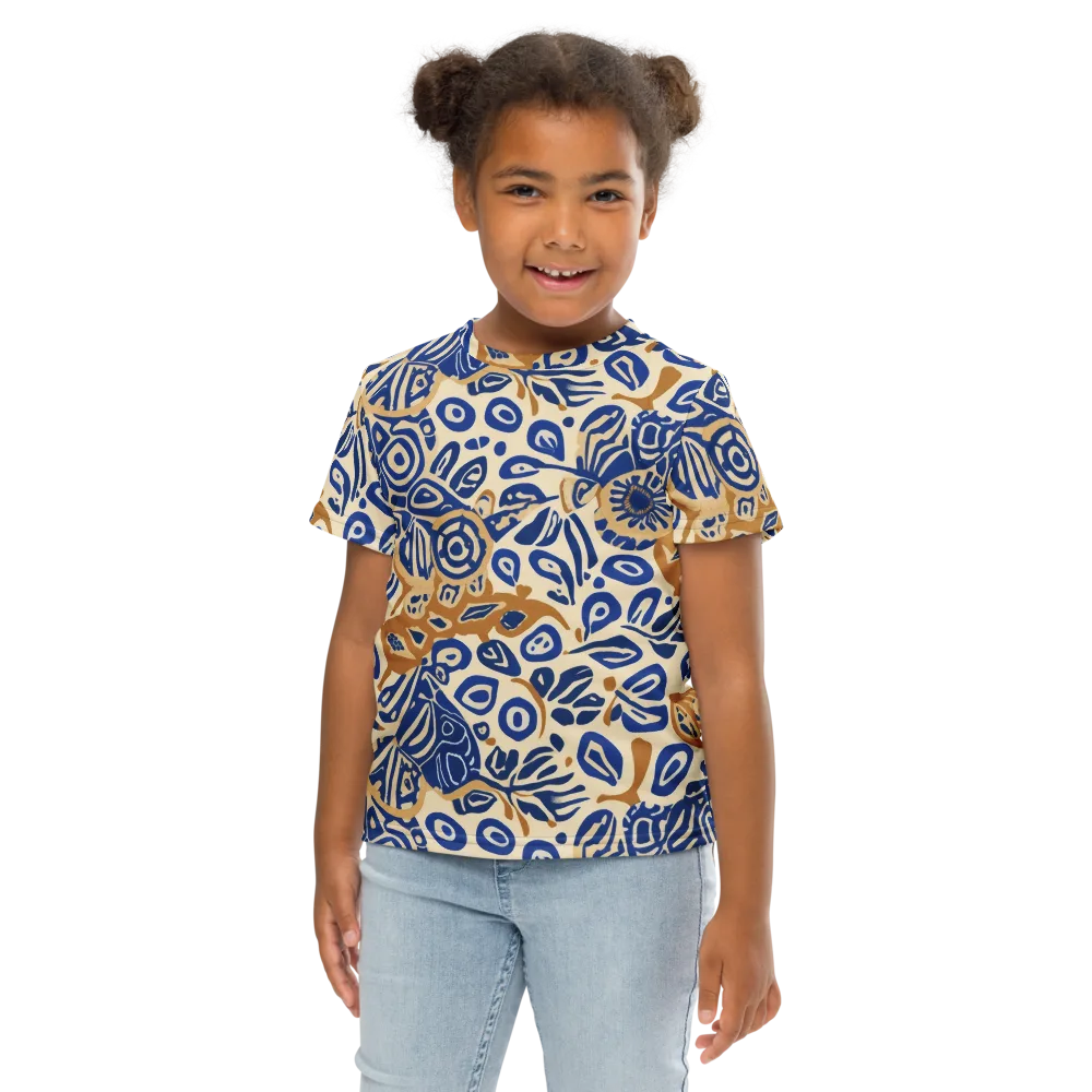 Blue Garden Static on Kids Crew Neck T-Shirt — Front