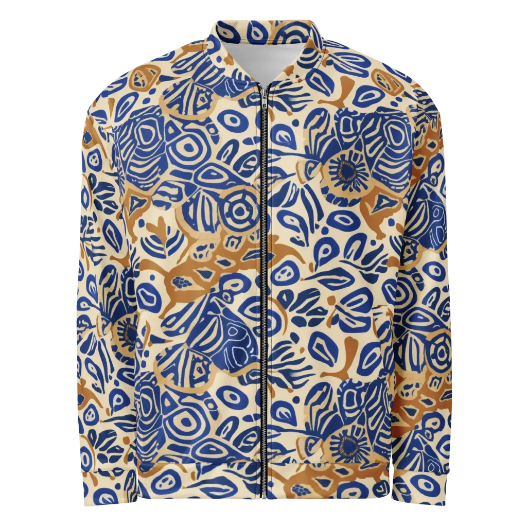 Blue Garden Static on Bomber Jacket — Front