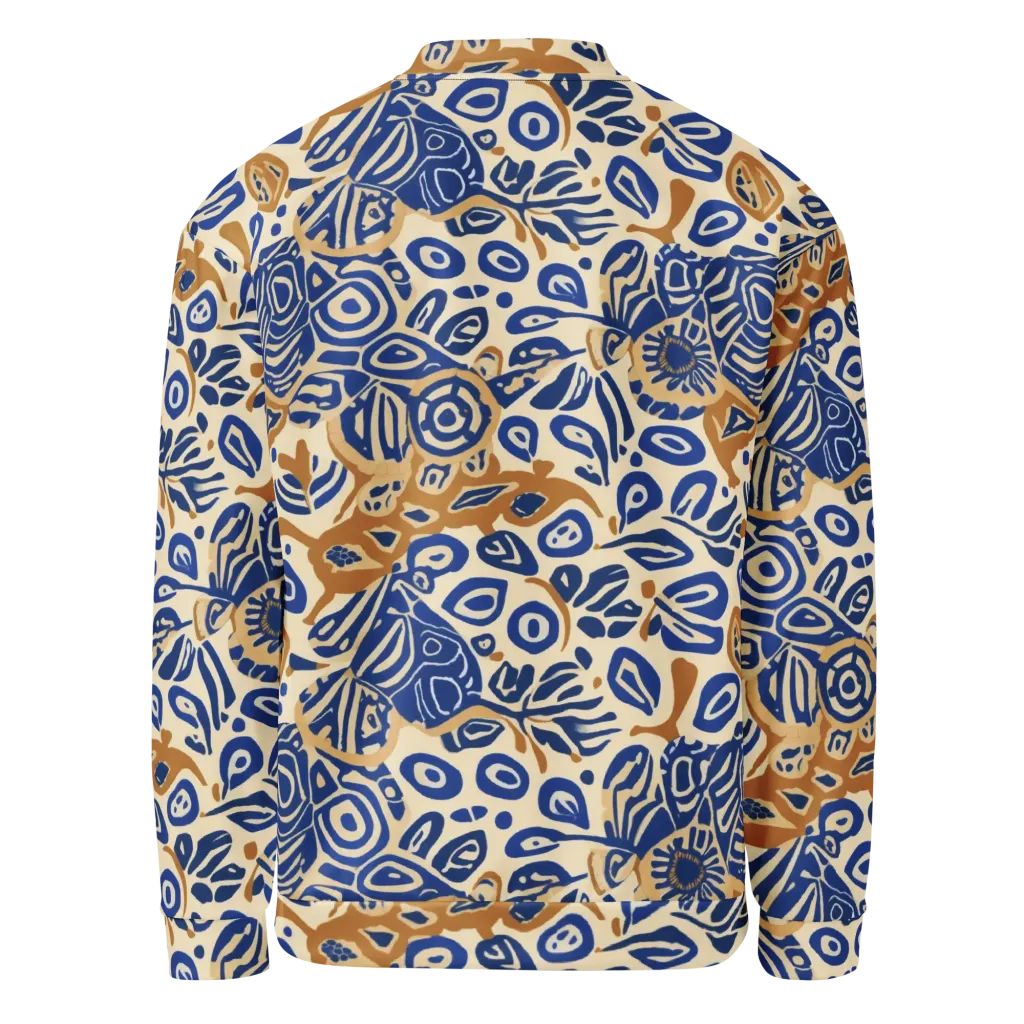 Blue Garden Static on Bomber Jacket — Back