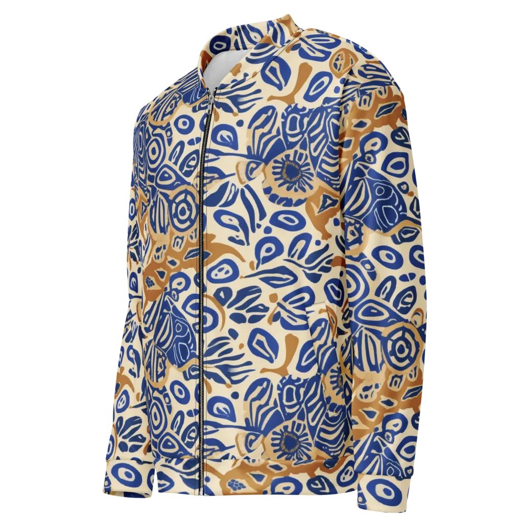 Blue Garden Static on Bomber Jacket — Left Front